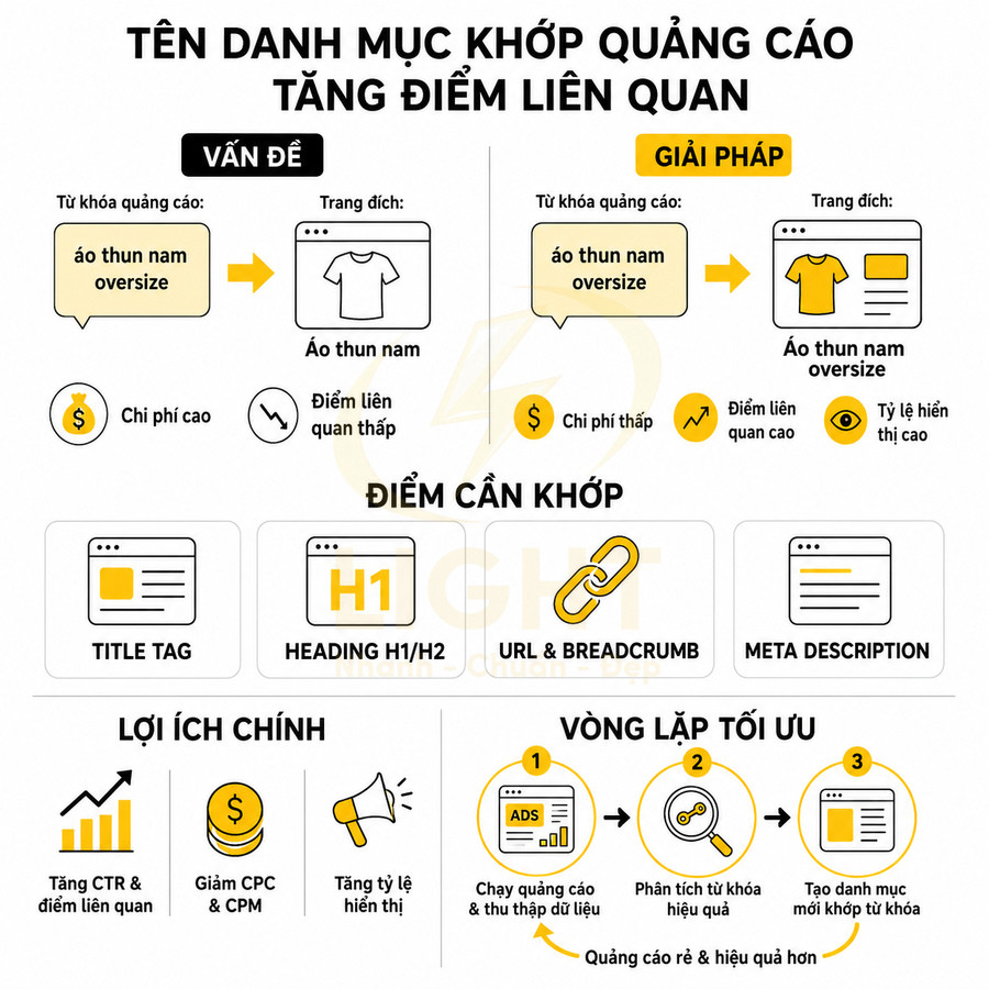 Hướng dẫn tối ưu tên danh mục sản phẩm áo thun nam oversize để tăng điểm liên quan quảng cáo PPC