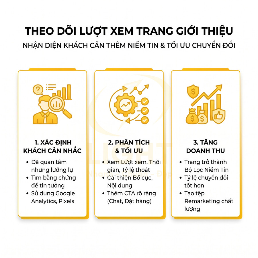 Hướng dẫn theo dõi lượt xem trang giới thiệu để xác định khách cân nhắc phân tích tối ưu và tăng doanh thu