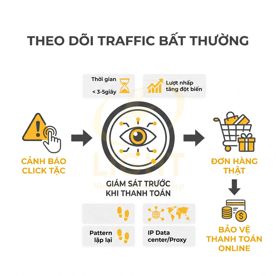 Giải pháp giám sát click tặc và traffic bất thường để bảo vệ thanh toán online và đơn hàng thật