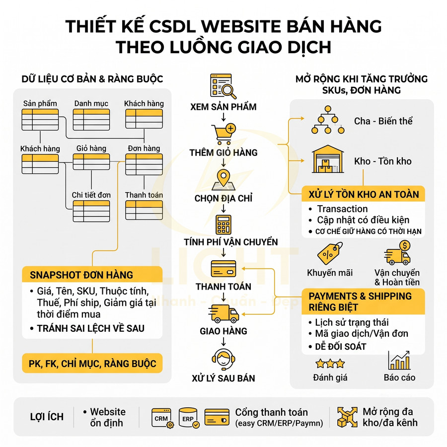 Cách thiết kế cơ sở dữ liệu cho website bán hàng từ cơ bản đến nâng cao