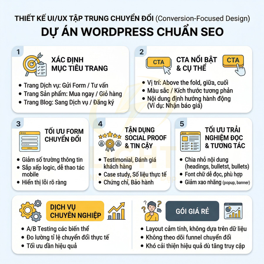 Checklist thiết kế UI UX tập trung chuyển đổi cho dự án WordPress chuẩn SEO bằng tiếng Việt