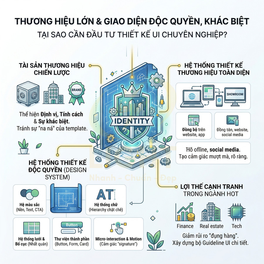 Thiết kế UI chuyên nghiệp cho hệ thống nhận diện thương hiệu và giao diện website, app, social media