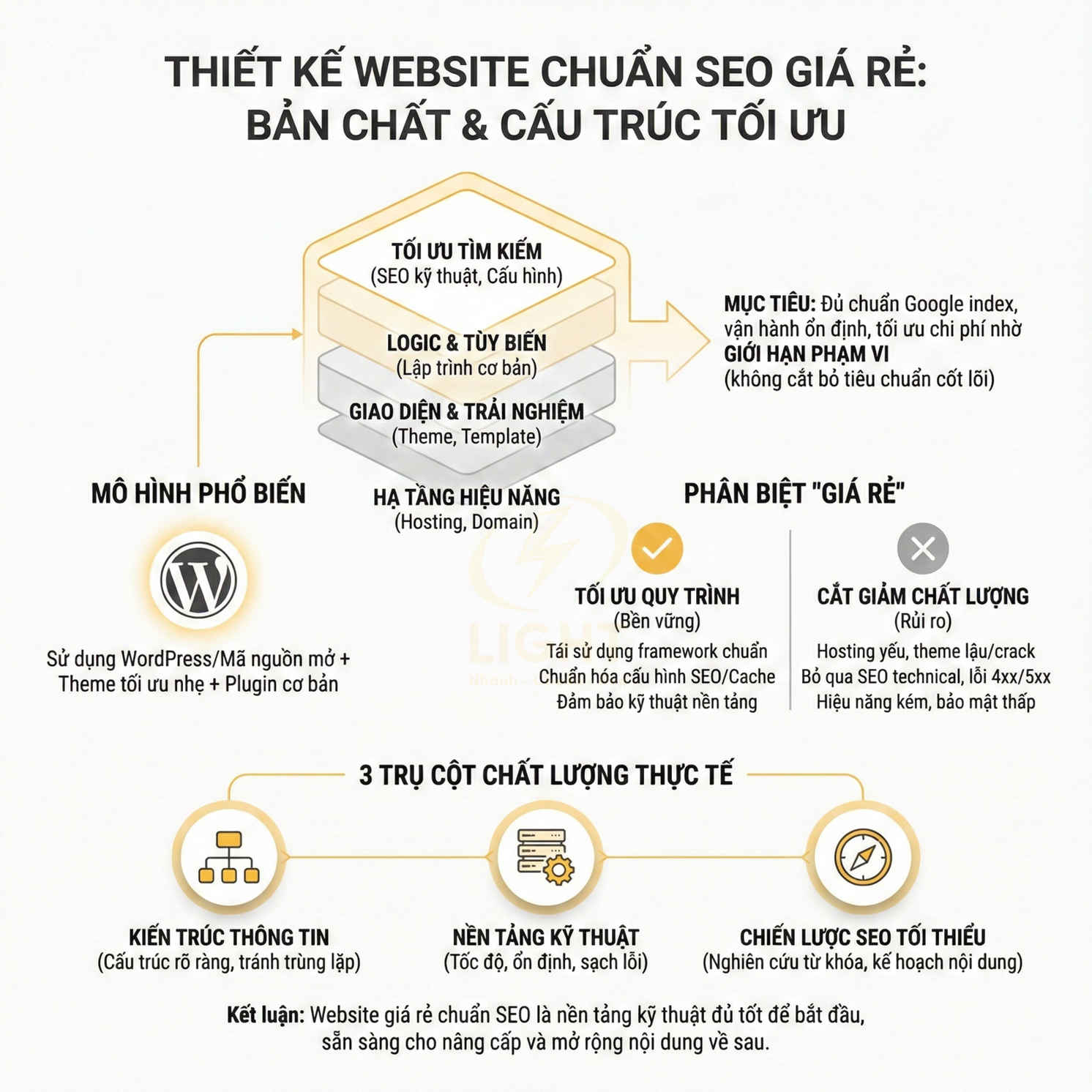 Thiết kế website chuẩn SEO giá rẻ với mô hình WordPress, tối ưu cấu trúc, tốc độ và chiến lược SEO tối thiểu