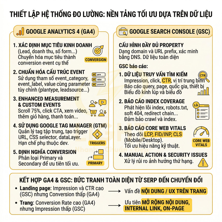 Hướng dẫn thiết lập đo lường với Google Analytics 4 và Google Search Console để tối ưu SEO và chuyển đổi