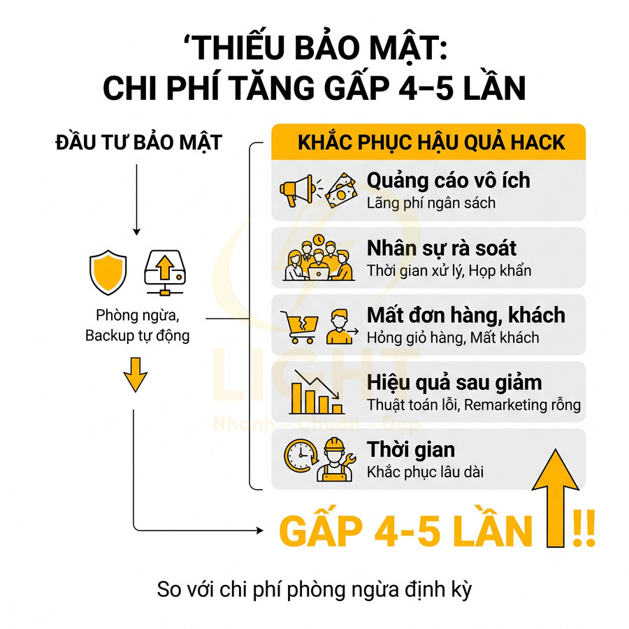 Chi phí khắc phục hậu quả hack website gấp 4 5 lần so với đầu tư bảo mật và backup tự động