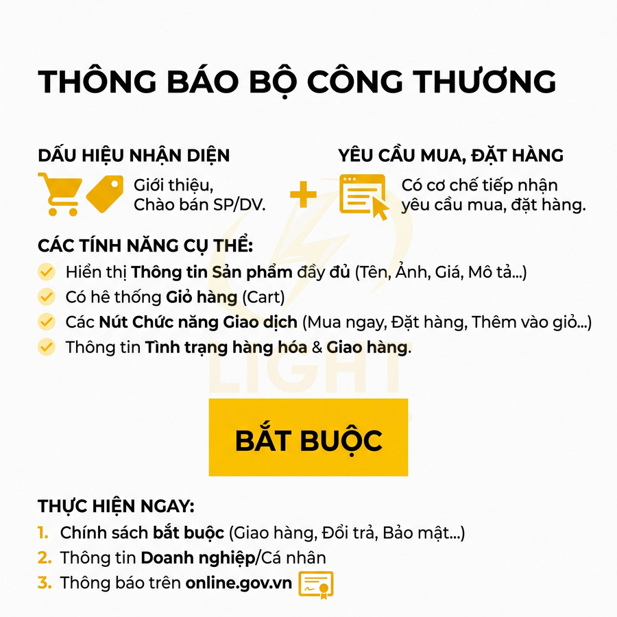 Thông báo Bộ Công Thương về dấu hiệu nhận diện website bán hàng và các yêu cầu, tính năng bắt buộc khi kinh doanh online