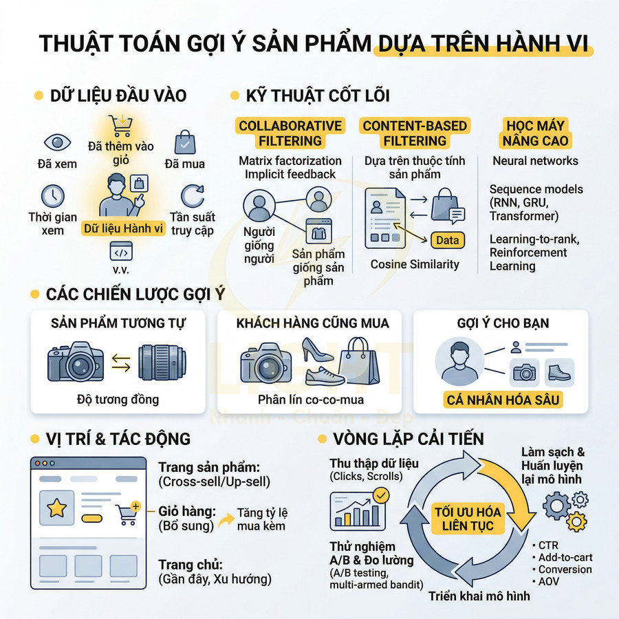 Thuật toán gợi ý sản phẩm dựa trên hành vi khách hàng trong thương mại điện tử, tối ưu cá nhân hóa mua sắm