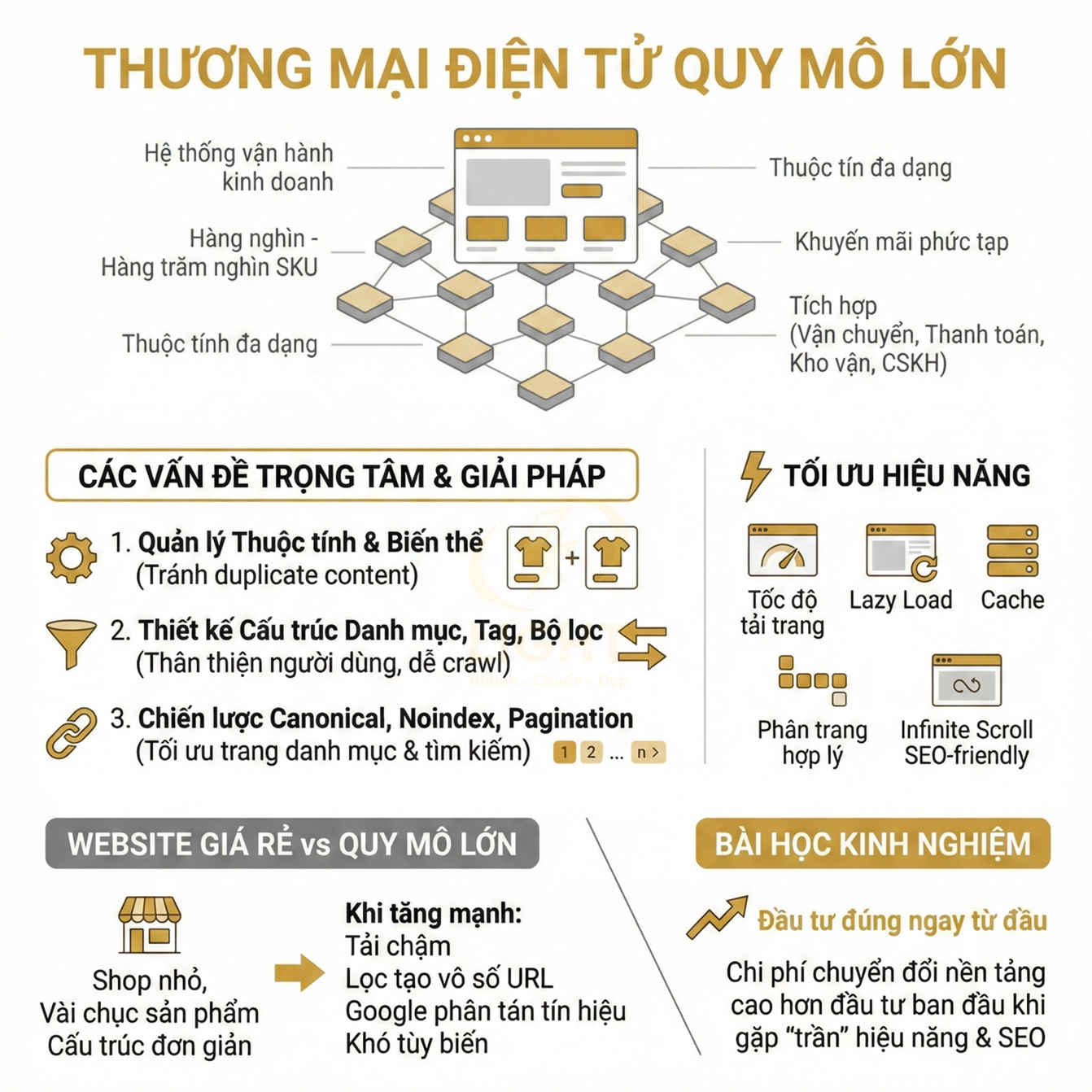 Infographic hướng dẫn tối ưu SEO và hiệu năng cho website thương mại điện tử quy mô lớn