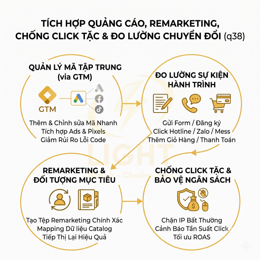 Giải pháp tích hợp quảng cáo remarketing chống click tặc và đo lường chuyển đổi qua GTM cho doanh nghiệp