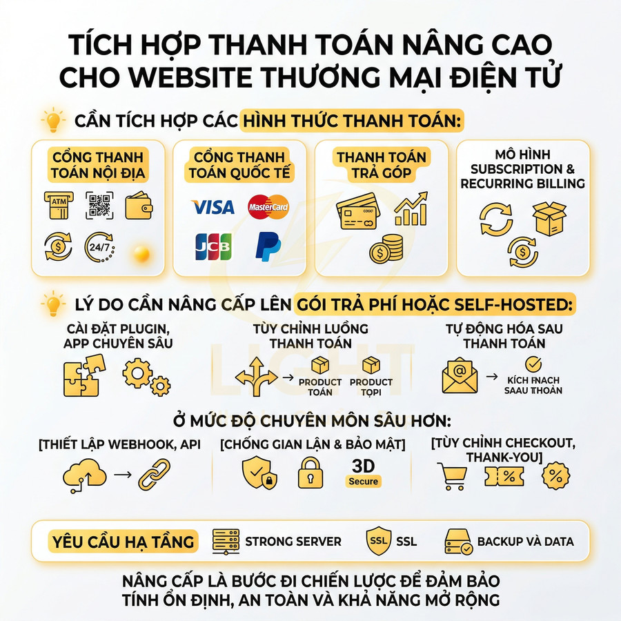 Hướng dẫn tích hợp các hình thức thanh toán nâng cao cho website thương mại điện tử với nhiều cổng và yêu cầu hạ tầng