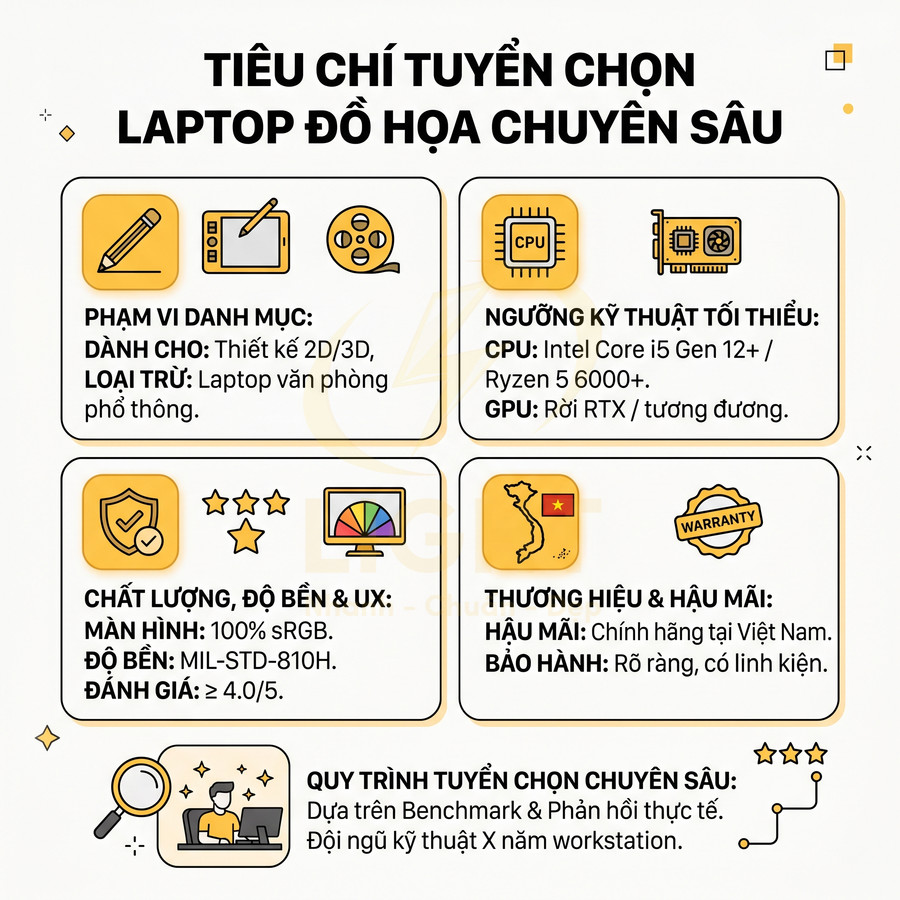 Tiêu chí chọn laptop đồ họa chuyên sâu với yêu cầu CPU Intel Core i5, Ryzen 5 và GPU rời RTX