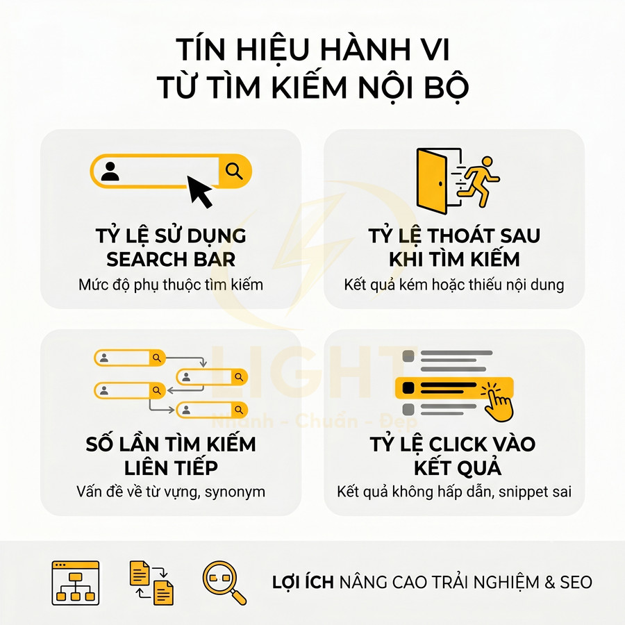 Các tín hiệu hành vi từ tìm kiếm nội bộ và lợi ích cải thiện trải nghiệm người dùng SEO