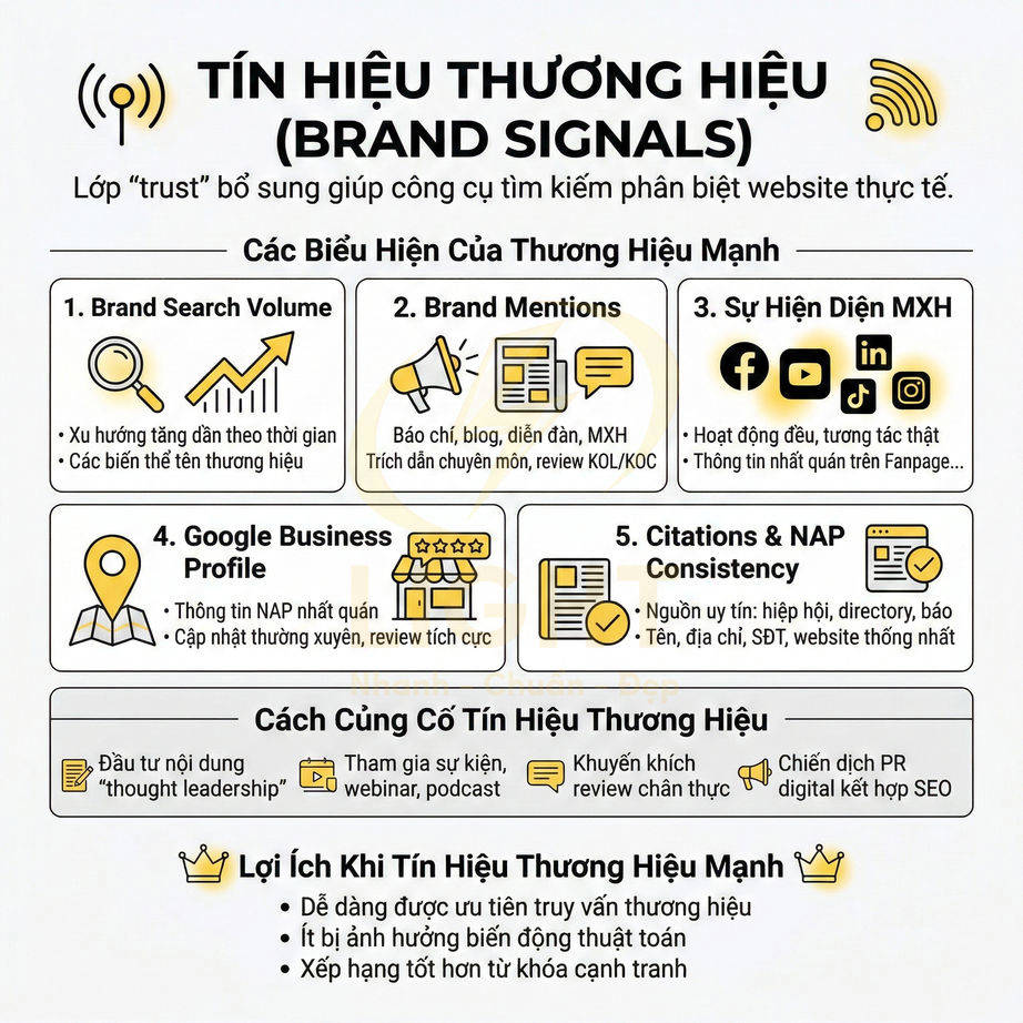 Tổng hợp tín hiệu thương hiệu brand signals và cách củng cố độ tin cậy SEO cho doanh nghiệp