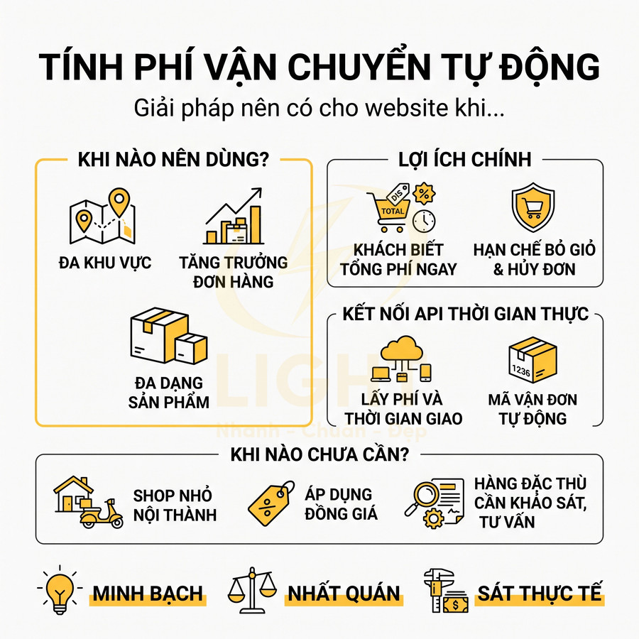 Website bán hàng có cần tính phí vận chuyển tự động không?