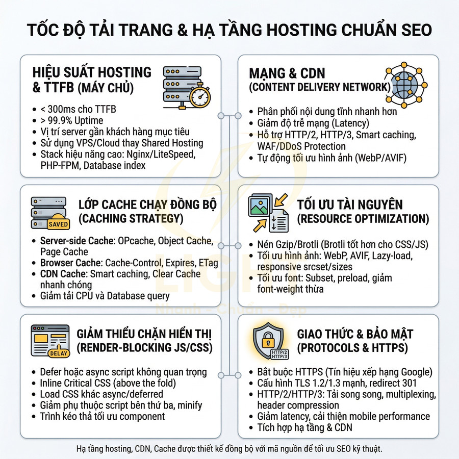 Tổng hợp các yếu tố tối ưu tốc độ tải trang và hạ tầng hosting chuẩn SEO cho website