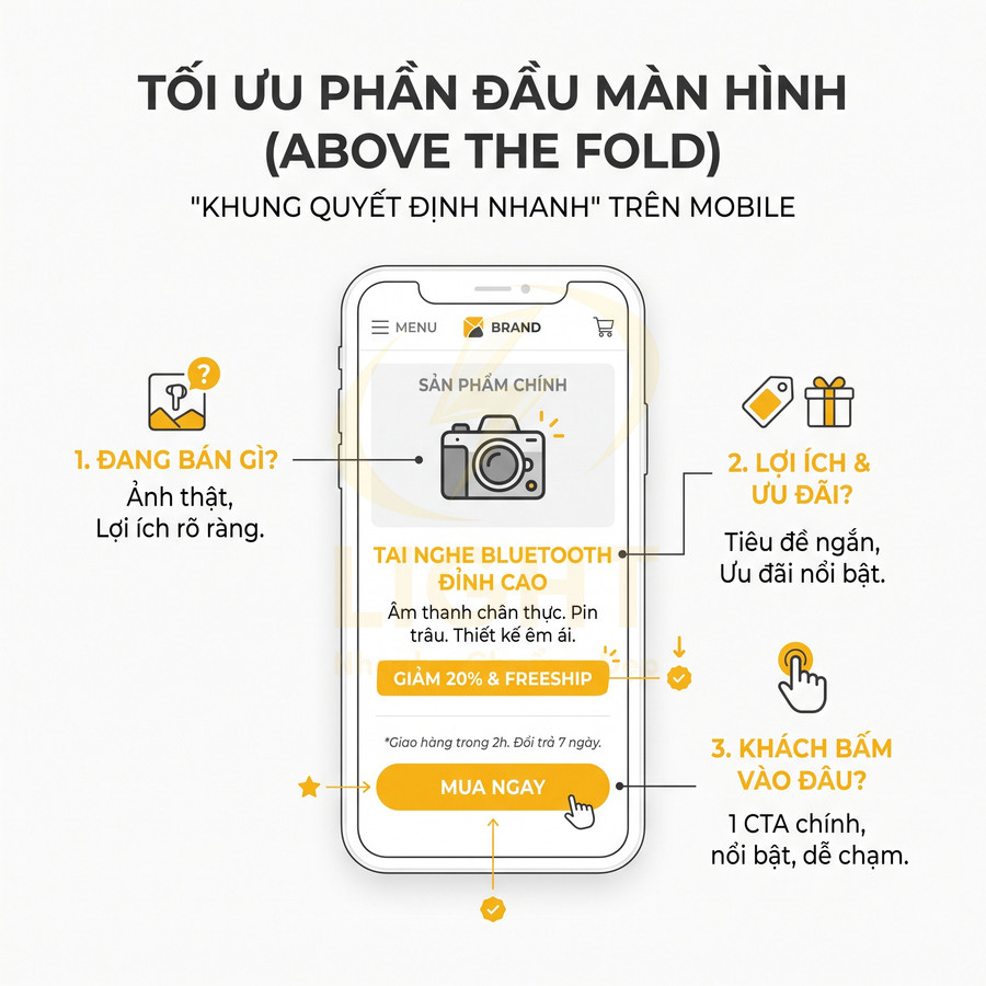Giao diện mobile giới thiệu tai nghe Bluetooth cao cấp với ưu đãi giảm 20 phần trăm và nút mua ngay nổi bật