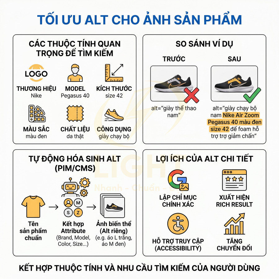 Hướng dẫn tối ưu thẻ alt SEO cho ảnh sản phẩm giày chạy bộ Nike Air Zoom Pegasus 40