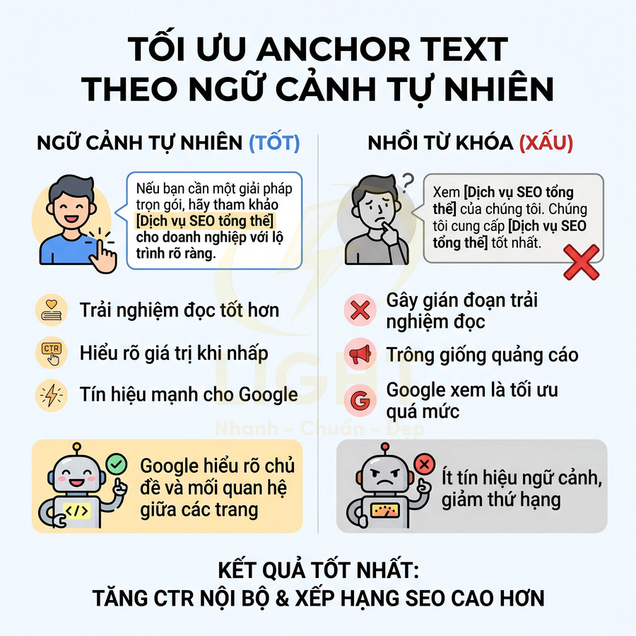 Hướng dẫn tối ưu anchor text theo ngữ cảnh tự nhiên để tăng CTR nội bộ và xếp hạng SEO