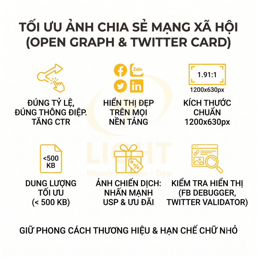 Hướng dẫn tối ưu ảnh chia sẻ mạng xã hội với kích thước 1200x630px và dung lượng dưới 500KB