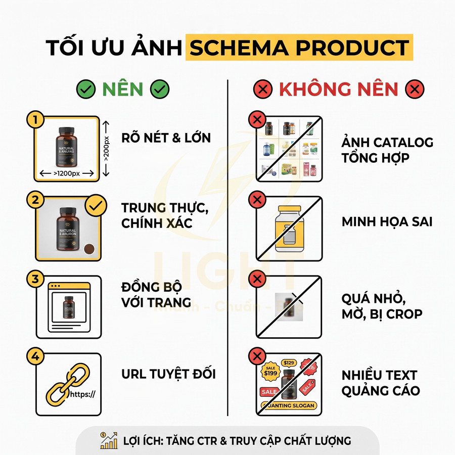 Hướng dẫn tối ưu ảnh sản phẩm cho schema product với ví dụ chai thực phẩm chức năng