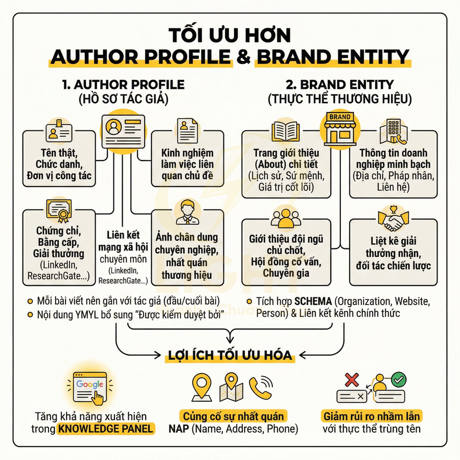 Hướng dẫn tối ưu hồ sơ tác giả và thực thể thương hiệu để tăng uy tín và xuất hiện trên Google Knowledge Panel