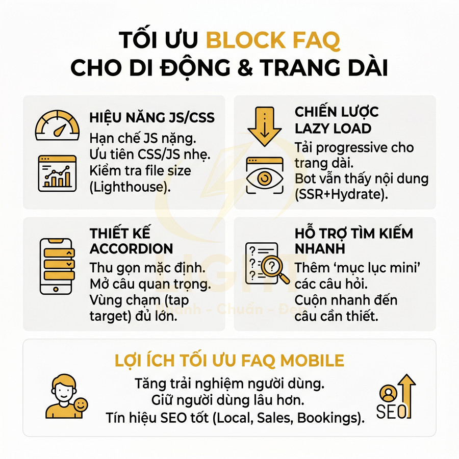 Hướng dẫn tối ưu block FAQ cho di động và trang dài, cải thiện hiệu năng, thiết kế accordion và SEO mobile
