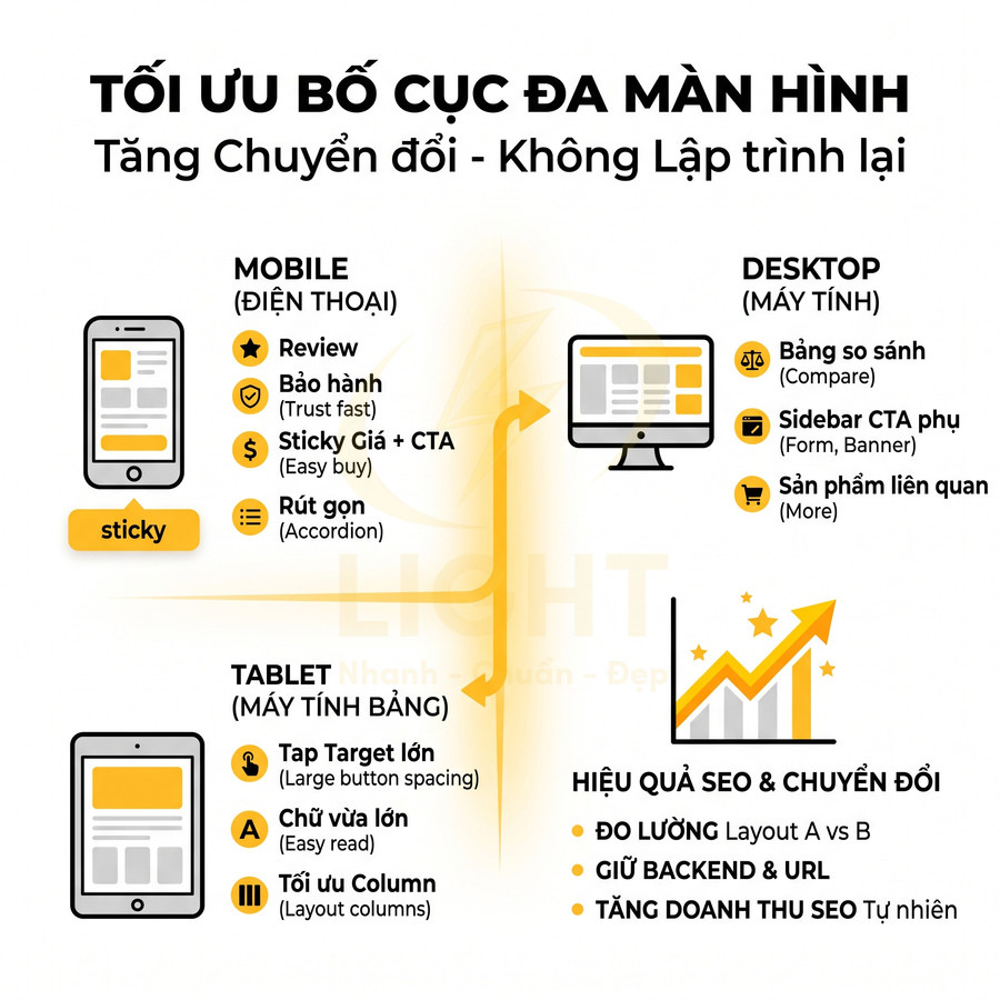 Hướng dẫn tối ưu bố cục website đa màn hình trên mobile, tablet, desktop để tăng chuyển đổi và hiệu quả SEO
