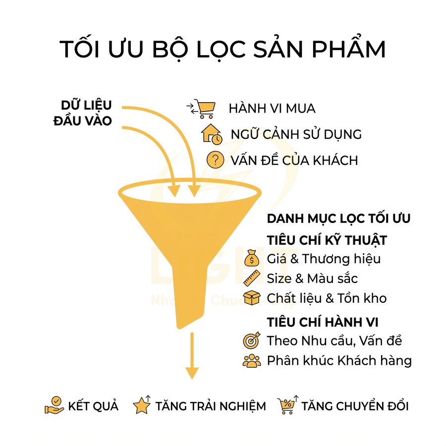 Mô hình phễu tối ưu bộ lọc sản phẩm theo dữ liệu đầu vào và tiêu chí kỹ thuật, hành vi khách hàng