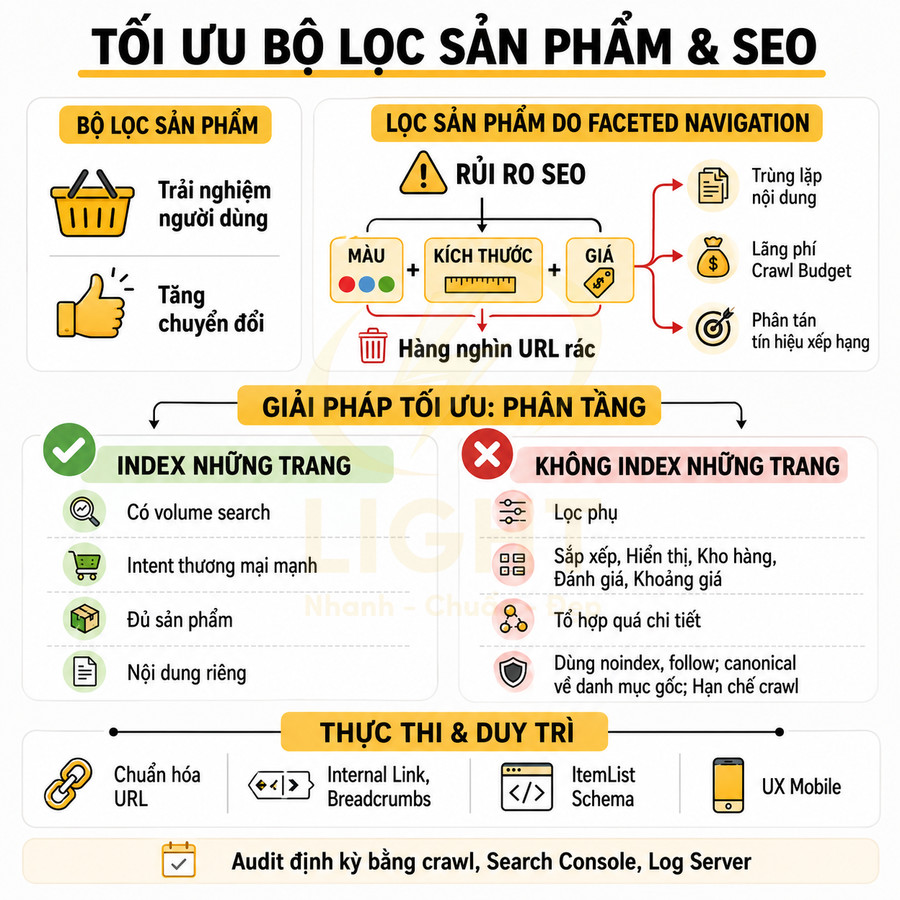Bộ lọc sản phẩm có làm website bị lỗi SEO không?