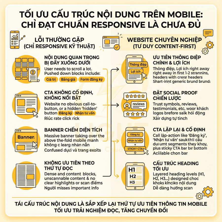Infographic tối ưu cấu trúc nội dung website trên mobile để tăng trải nghiệm đọc và chuyển đổi