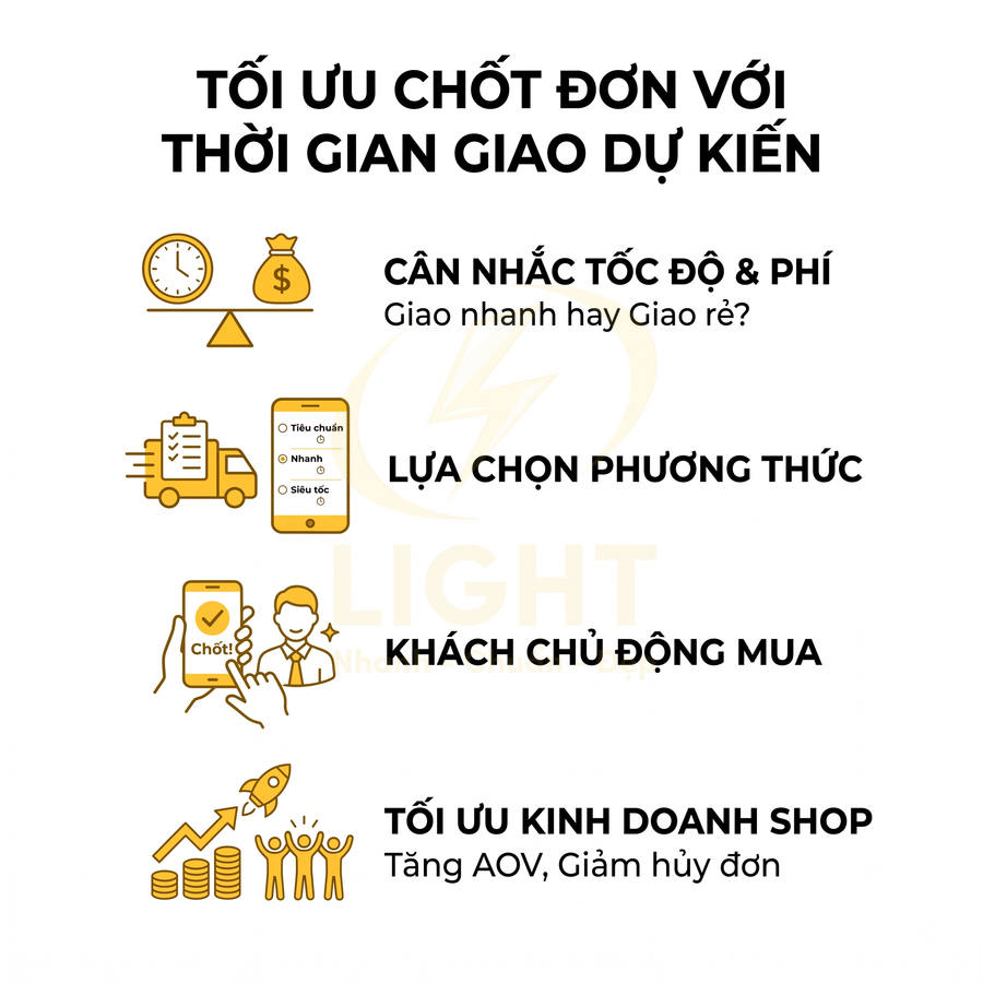 Banner tối ưu chốt đơn với thời gian giao dự kiến, lựa chọn tốc độ giao hàng và tối ưu kinh doanh shop