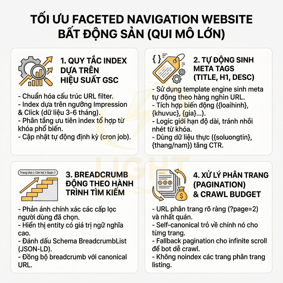 Hướng dẫn tối ưu faceted navigation cho website bất động sản quy mô lớn với 4 bước chi tiết