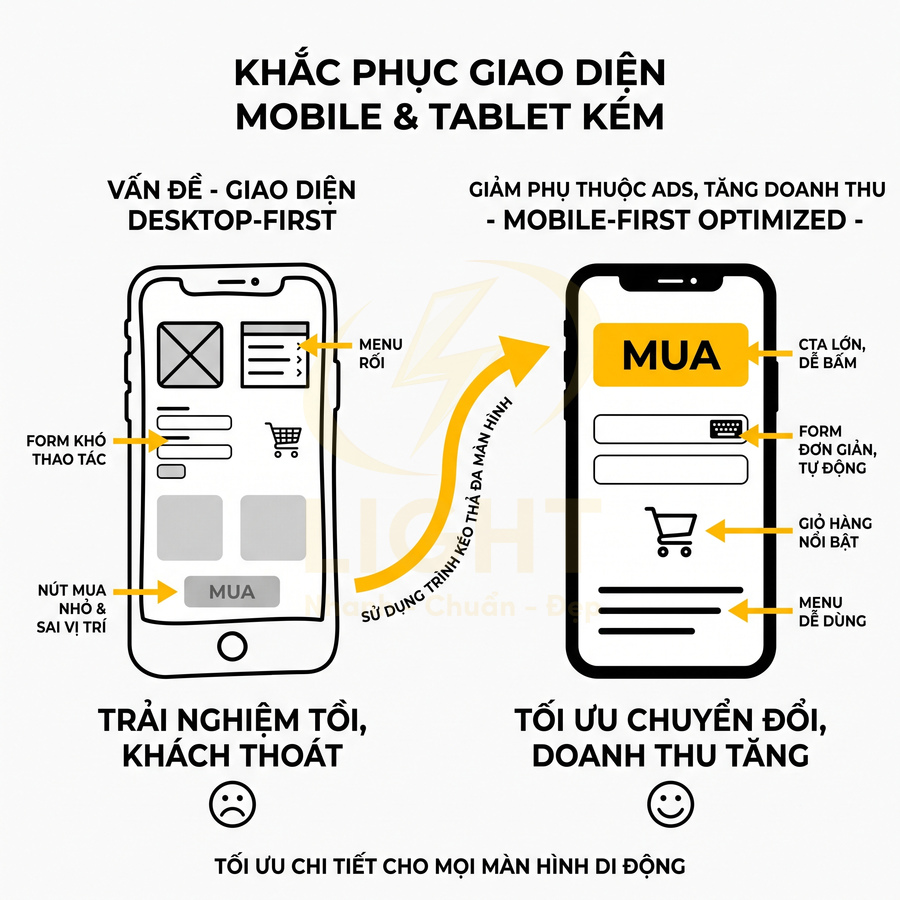 So sánh giao diện mobile desktop first và mobile first tối ưu chuyển đổi cho website bán hàng trên điện thoại