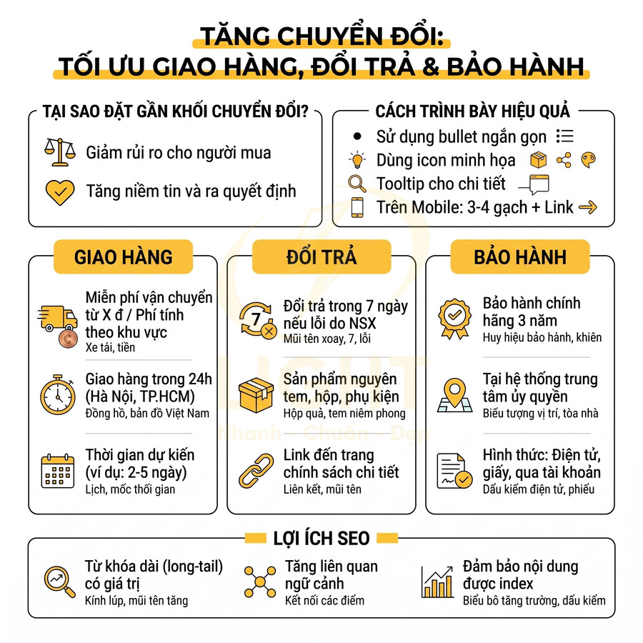 Hướng dẫn tối ưu giao hàng đổi trả bảo hành và lợi ích SEO giúp tăng chuyển đổi cho cửa hàng online