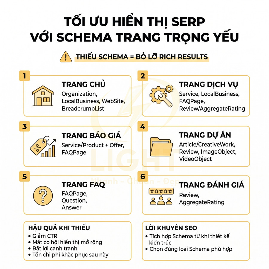Hướng dẫn tối ưu hiển thị SERP với các loại schema quan trọng cho từng trang trên website