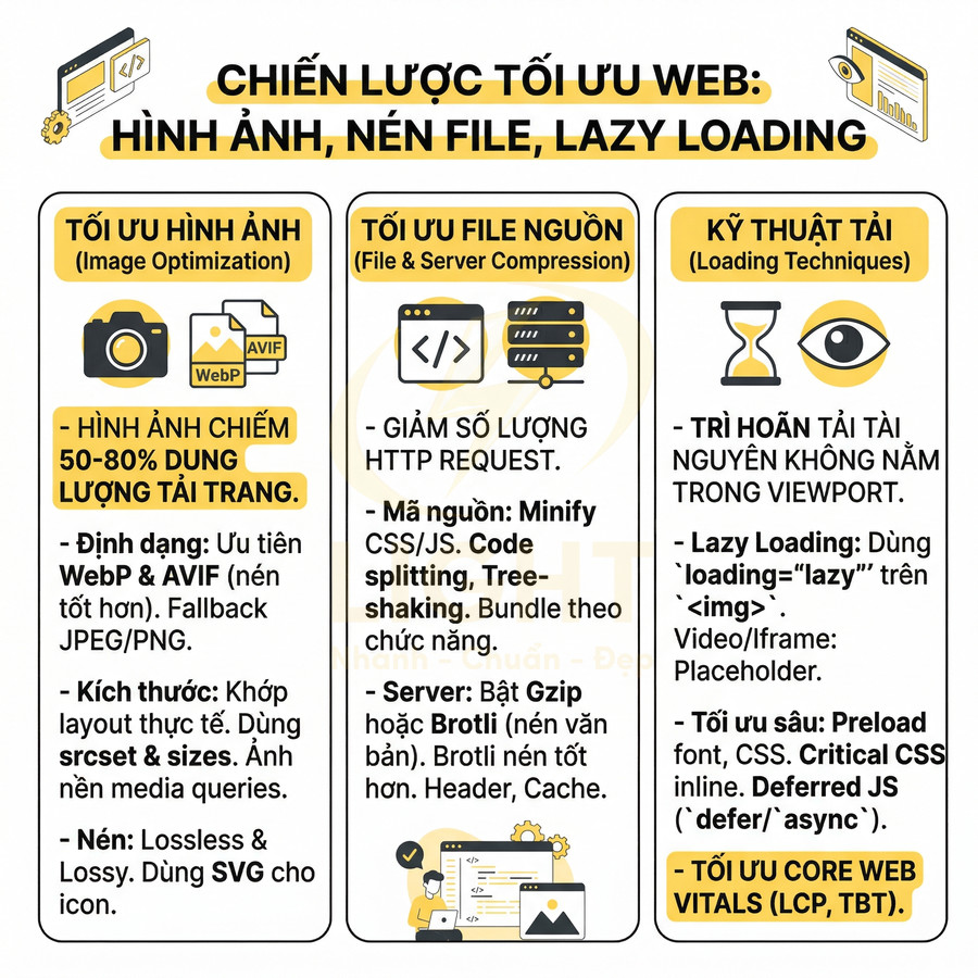 Hướng dẫn tối ưu hình ảnh nén file và lazy loading để tăng tốc độ tải website