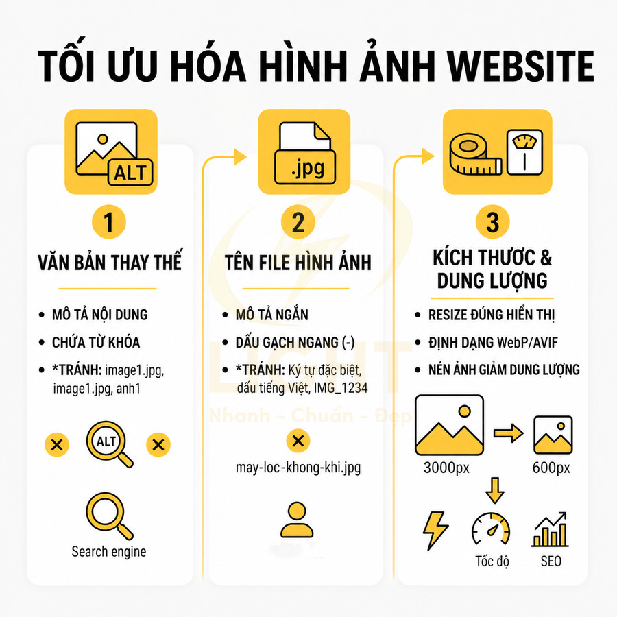 Hướng dẫn tối ưu hóa hình ảnh website với alt text, tên file jpg và kích thước dung lượng chuẩn SEO