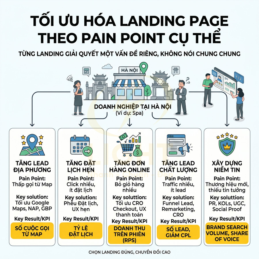Mô hình tối ưu hóa landing page theo pain point cụ thể cho doanh nghiệp spa tại Hà Nội