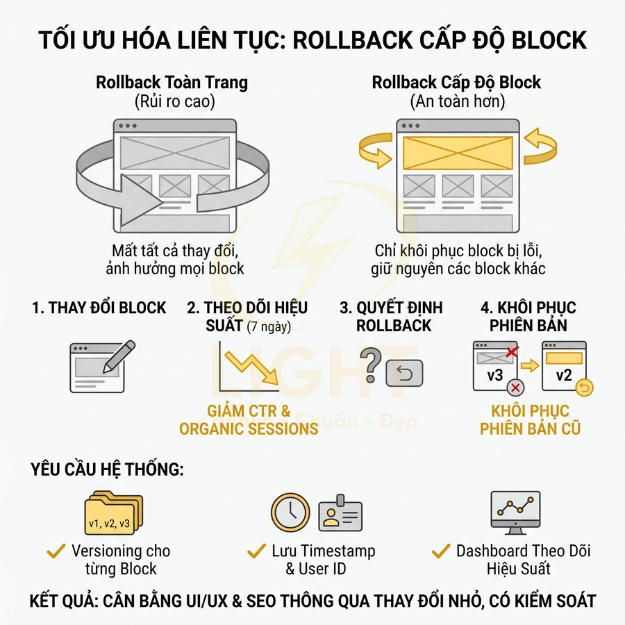 Mô hình tối ưu hóa liên tục rollback cấp độ block cho website, so sánh rollback toàn trang và rollback từng block