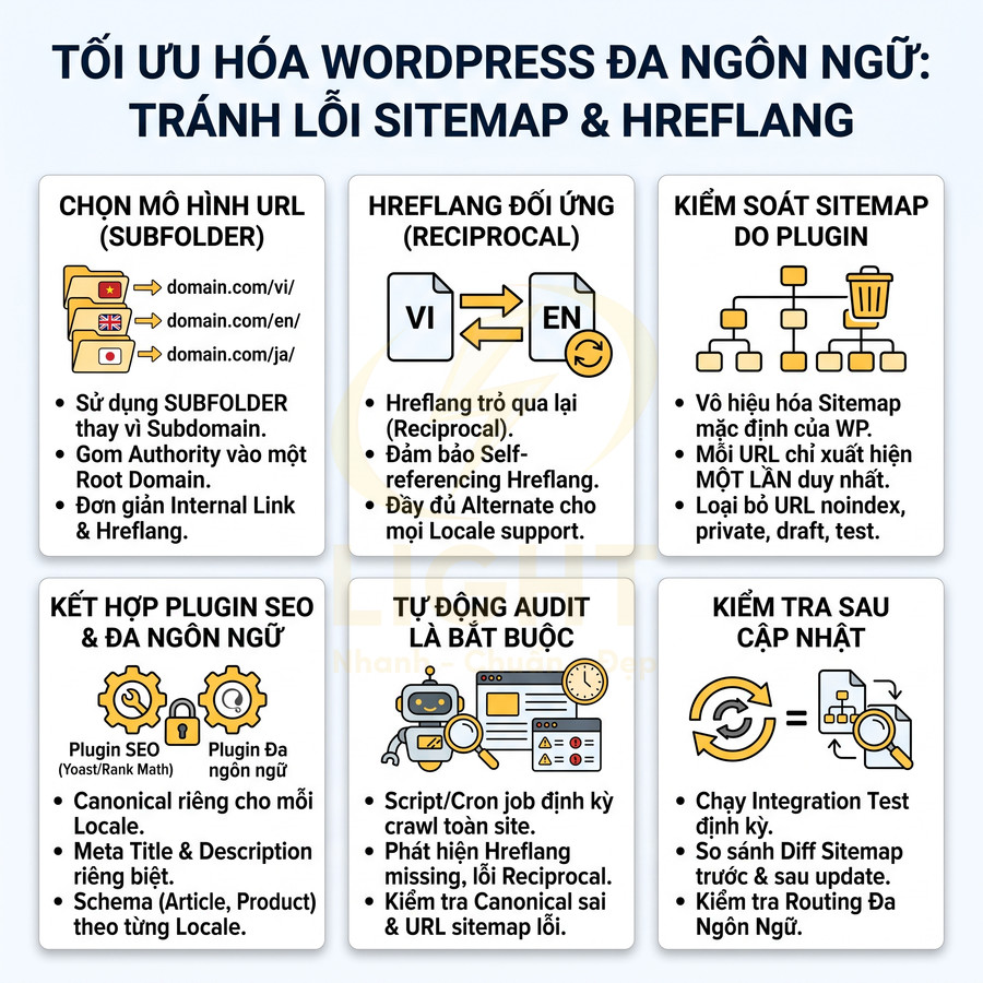 Hướng dẫn tối ưu hóa WordPress đa ngôn ngữ tránh lỗi sitemap và hreflang với các bước cấu hình chi tiết