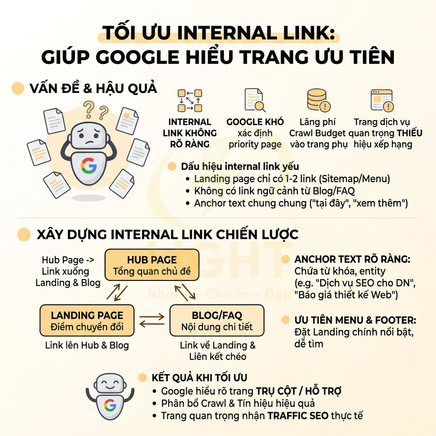 Hướng dẫn tối ưu internal link giúp Google hiểu trang ưu tiên và tăng hiệu quả SEO cho website