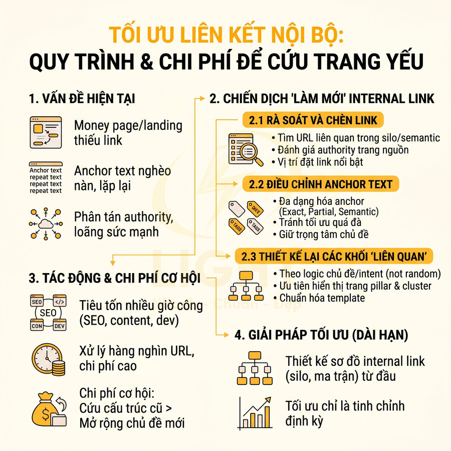 Tối ưu liên kết nội bộ quy trình và chi phí để cải thiện internal link và anchor text cho SEO