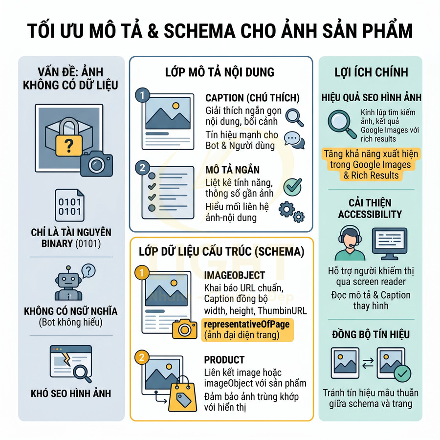 Hướng dẫn tối ưu mô tả ảnh và schema cho hình ảnh sản phẩm để cải thiện SEO và accessibility