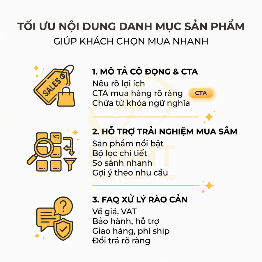 Hướng dẫn tối ưu nội dung danh mục sản phẩm giúp khách chọn mua nhanh trong bán hàng online