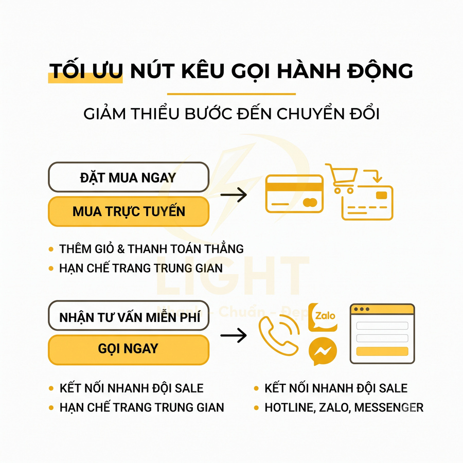 Hướng dẫn tối ưu nút kêu gọi hành động mua trực tuyến và gọi ngay để giảm bước đến chuyển đổi trong bán hàng online