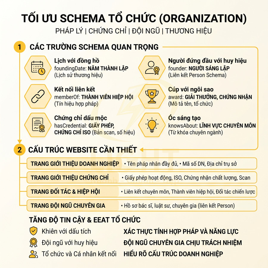 Hướng dẫn tối ưu schema tổ chức Organization cho website doanh nghiệp tăng độ tin cậy và EAT