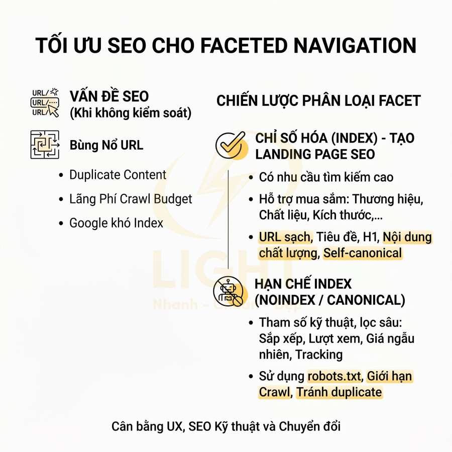 Faceted navigation là gì? Cách xử lý chuẩn SEO cho website thương mại điện tử