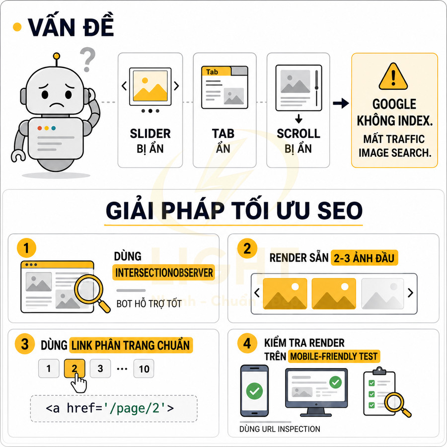 Hướng dẫn tối ưu SEO hình ảnh với IntersectionObserver, render sẵn ảnh, phân trang chuẩn và kiểm tra mobile-friendly