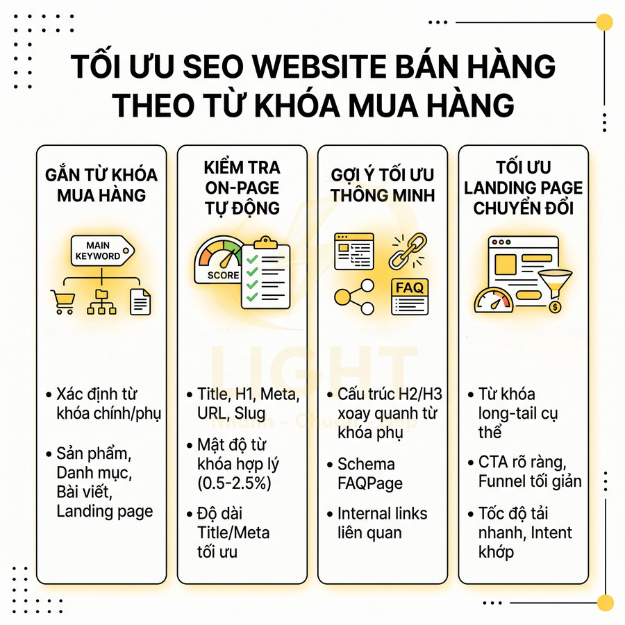 Hướng dẫn tối ưu SEO website bán hàng theo từ khóa mua hàng với 4 bước và checklist chi tiết