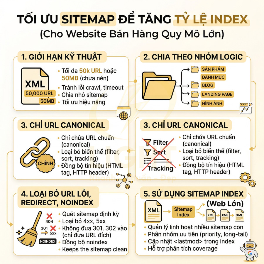 Hướng dẫn tối ưu sitemap tăng tỷ lệ index cho website bán hàng quy mô lớn với 5 bước chi tiết